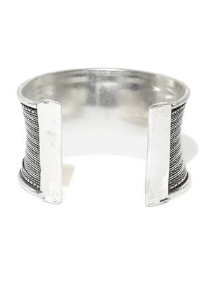 Chic statement german silver oxidized broad cuff bracelet 4
