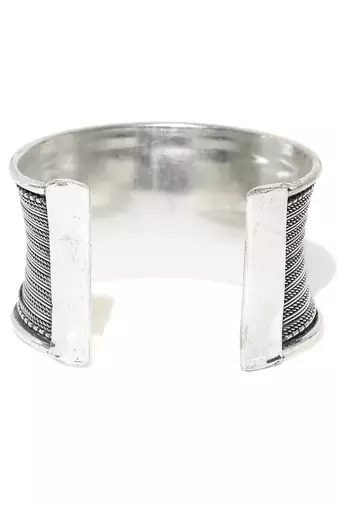 Chic statement german silver oxidized broad cuff bracelet