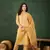 Yellow embroidered cotton round neck kurta sets