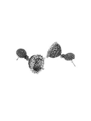Oxidised silver-plated kolhapuri floral jewelry set with jhumkis 4