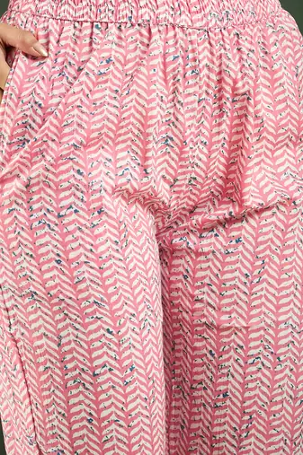 Peach embroidered cotton round neck kurta sets