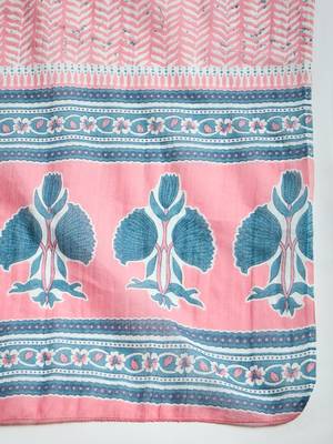 Peach embroidered cotton round neck kurta sets 5