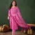 Pink embroidered cotton round neck kurta sets