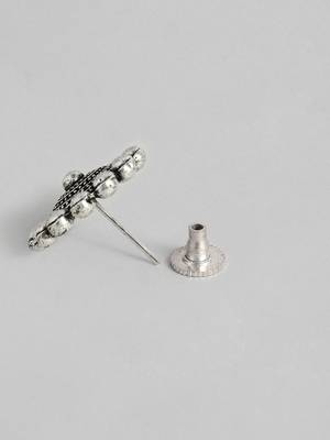 Silver-plated oxidised necklace set with earrings and matching ring 3
