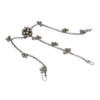 Silver oxidised maang tikka with intricate details and ghungroo accents 6