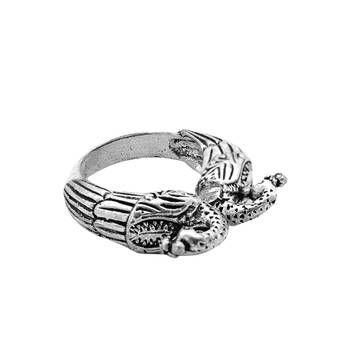 Peacock silver oxidized open ring with intricate motifs 3
