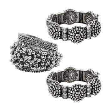 Stacked bracelet set with traditional motifs and contemporary design 2