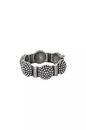 Stacked bracelet set with traditional motifs and contemporary design