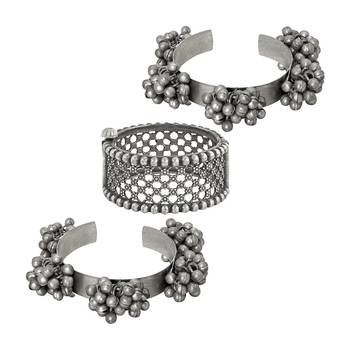 Elegant silver-plated stacked bracelet set with adjustable screw & hinge lock 2