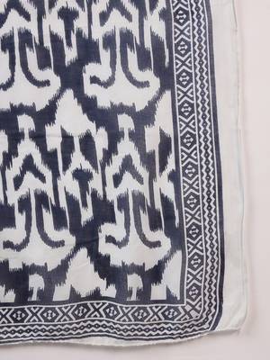 Navy blue printed cotton round neck kurta sets 5