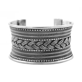 Stacked bracelet set with oxidised bracelet and embossed cuff 3