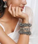 Silver-plated stacked bracelet set with delicate details