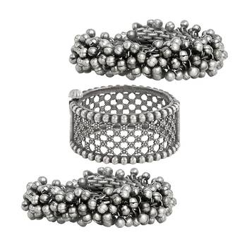 Stacked bracelet set with ghungroo bangle and aakshi bracelet 2