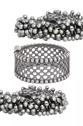 Stacked bracelet set with ghungroo bangle and aakshi bracelet