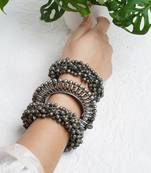 Stacked bracelet set with ghungroo accents and adjustable screw & hinge-lock