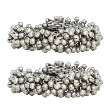 Stacked bracelet set with ghungroo accents and adjustable screw & hinge-lock 2