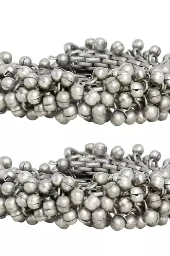 Stacked bracelet set with ghungroo accents and adjustable screw & hinge-lock