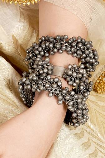 Chunky stacked bracelet set with ghungroo accents
