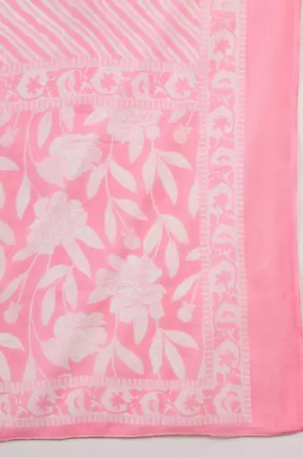 Pink printed cotton v neck kurta sets