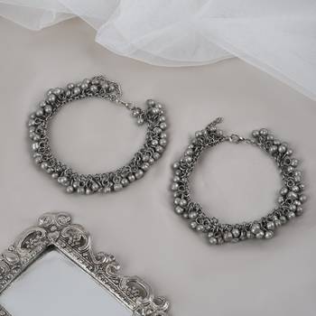 Silver-plated oxidised ghungroo anklet with lobster clasp 2