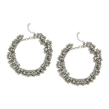 Silver-plated oxidised ghungroo anklet with lobster clasp 3