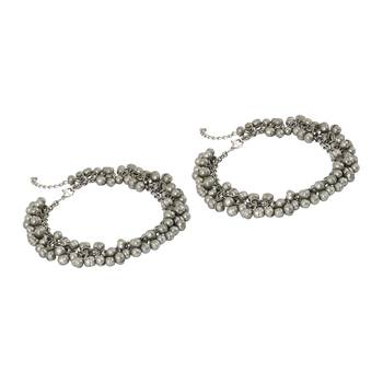 Silver-plated oxidised ghungroo anklet with lobster clasp 4