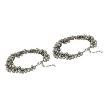 Silver-plated oxidised ghungroo anklet with lobster clasp 5