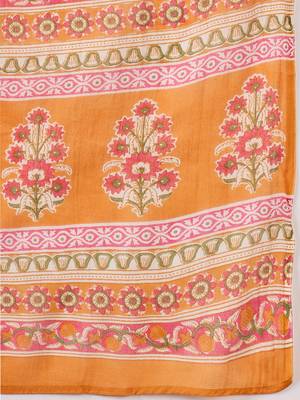 Mustard embroidered cotton round neck kurta sets 5
