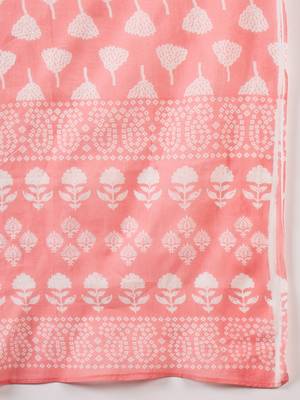 Peach embroidered cotton v neck kurta sets 5