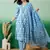 Blue embroidered cotton v neck kurta sets