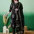 Black embroidered cotton round neck kurta sets