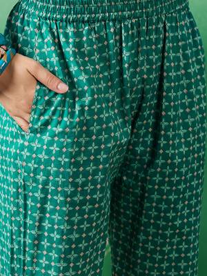 Light green embroidered cotton round neck kurta sets 4