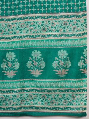 Light green embroidered cotton round neck kurta sets 5