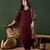 Maroon plain viscose v neck kurta sets