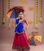 Banjara india girls kutch work embroidegreen lehenga choli set with dupatta (cc-dmnd) - green