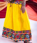 Banjara india girls kutch work embroideyellow lehenga choli set with dupatta (cc-dmnd) - yellow