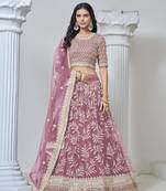 Pink Embroidered Net Designer Lehenga With Blouse