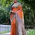 Orange Treaditional Kalamkari design Lotus border printed work saree with Blouse 