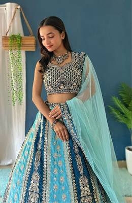 Blue Bridesmaid Lehenga Choli for Women 2