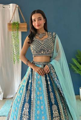 Blue Bridesmaid Lehenga Choli for Women 3