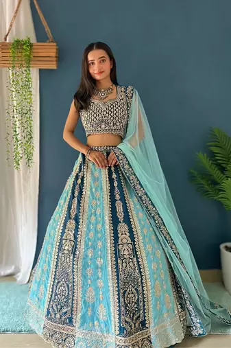 Blue Bridesmaid Lehenga Choli for Women