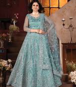 Designer Aqua Bollywood Style Bridal Lehenga Choli