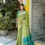 Pista Green Semi Tussar Silk bland tample border saree with Blouse