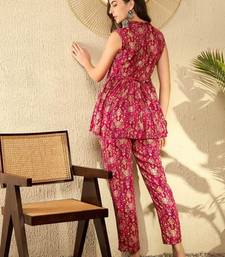 women red rayon blend ikat printed co-ord sets