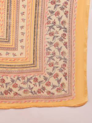 yellow color embroidered cotton blend styles kurta trouser with dupatta 6