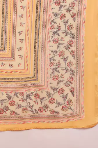 yellow color embroidered cotton blend styles kurta trouser with dupatta