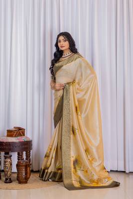 Multi zari floral woven silk blend saree with blouse 4