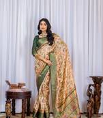 Multi zari kalmkari woven silk blend saree with blouse