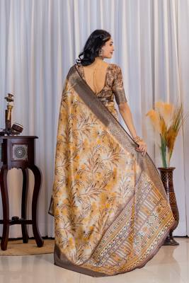Multi zari floral woven silk blend saree with blouse 2