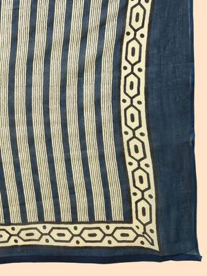 women navy blue rayon blend floral printed straight kurta trouser with dupatta 6